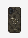 Guess Guess PU 4G kovinski logotip hrbtni ovitek za iPhone 16 rjave barve