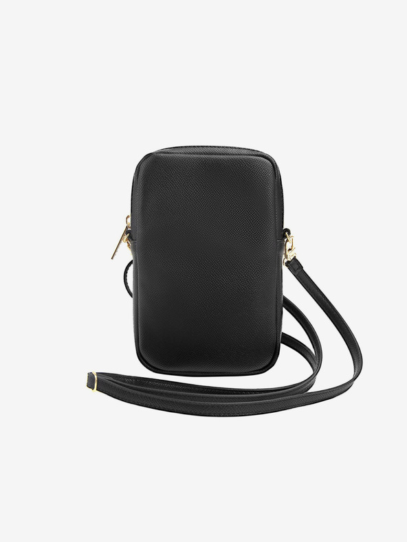 Guess Guess PU zrnata 4G kovinska torbica z logotipom in zadrgo črna