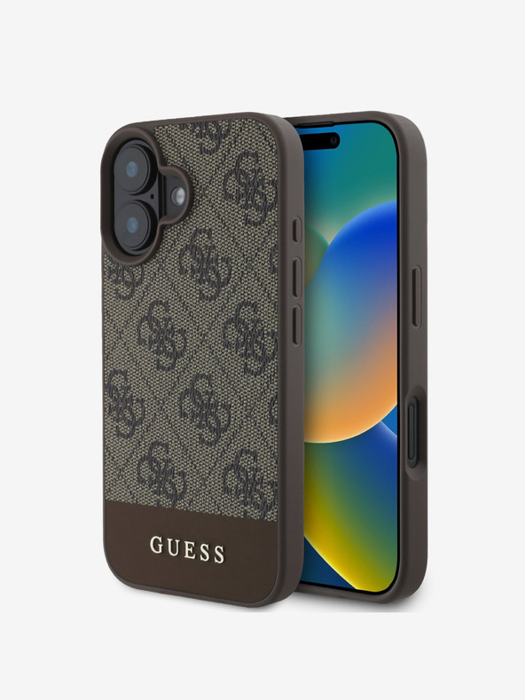 Guess Guess PU 4G Stripe Back Cover za iPhone 16 Brown