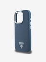Guess Guess PU Grained Triangle Logo hrbtni ovitek za iPhone 16 Pro Max Blue