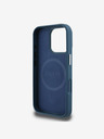 Guess Guess PU Grained Triangle Logo hrbtni ovitek za iPhone 16 Pro Max Blue