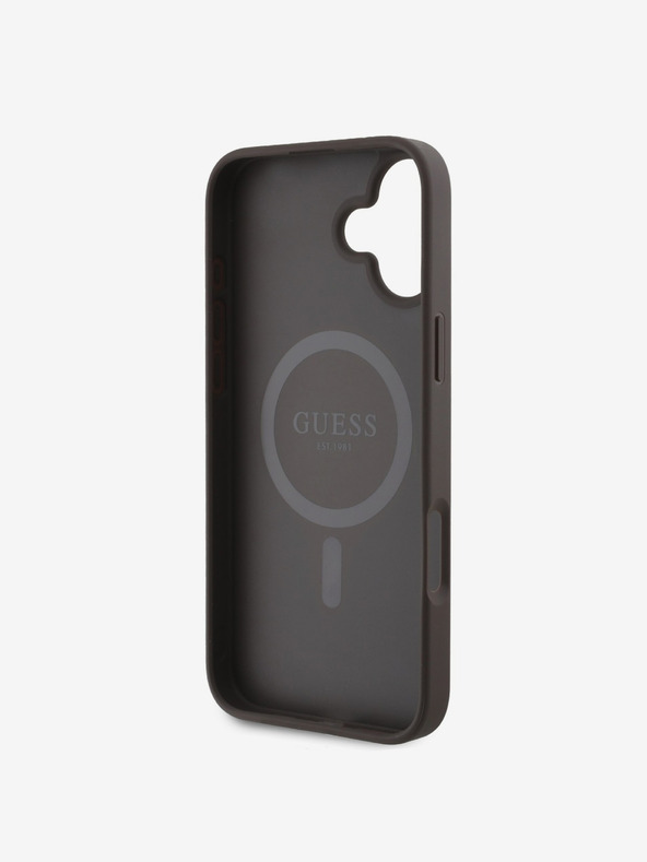 Guess Guess PU usnje 4G Big Love Logo MagSafe hrbtni ovitek za iPhone 16 Brown