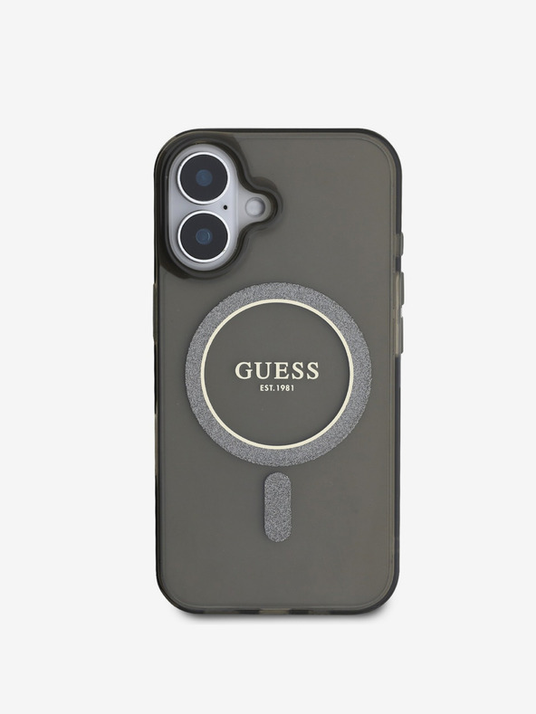 Guess Guess IML Glitter Ring MagSafe hrbtni ovitek za iPhone 16 Black