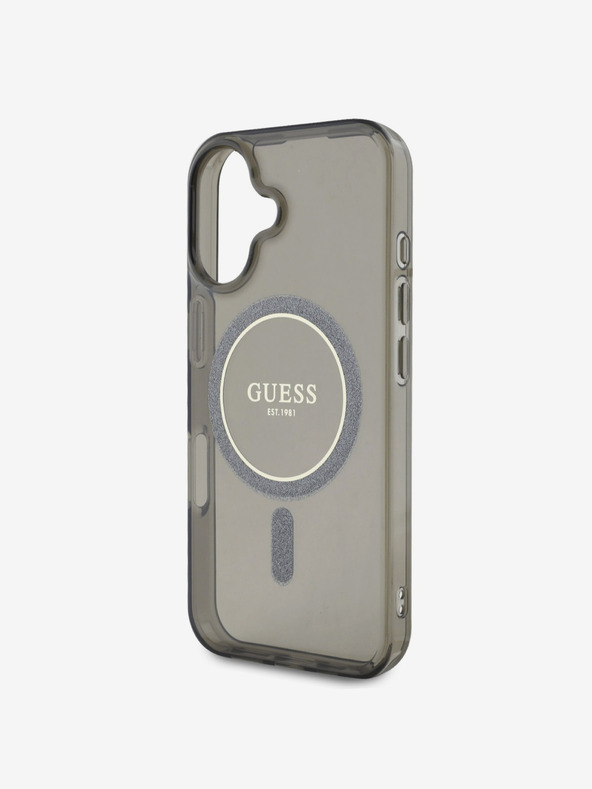 Guess Guess IML Glitter Ring MagSafe hrbtni ovitek za iPhone 16 Black