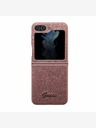 Guess PC/TPU Glitter Flakes Metal Logo Zadní Kryt pro Samsung Galaxy Z Flip 5 Pink Ovitek za telefon