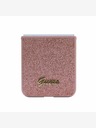 Guess PC/TPU Glitter Flakes Metal Logo Zadní Kryt pro Samsung Galaxy Z Flip 5 Pink Ovitek za telefon