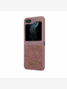 Guess PC/TPU Glitter Flakes Metal Logo Zadní Kryt pro Samsung Galaxy Z Flip 5 Pink Ovitek za telefon