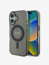 Guess Guess IML Prstan s kamenčki MagSafe hrbtni ovitek za iPhone 16 črn