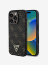 Guess Guess PU usnje 4G Trikotnik s kovinskim logotipom za iPhone 16 Pro Max črno