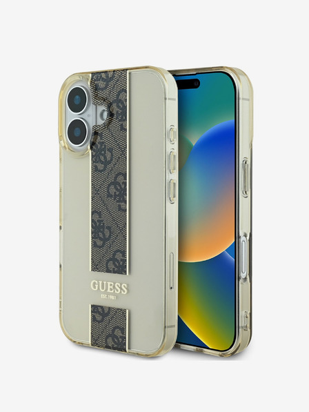 Guess Guess IML Middle 4G Stripe Back Cover za iPhone 16 Brown