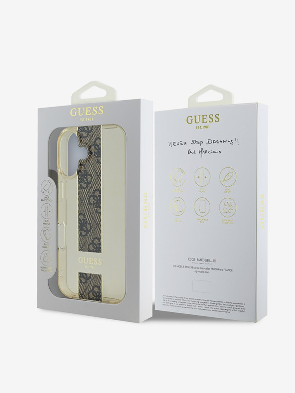 Guess Guess IML Middle 4G Stripe Back Cover za iPhone 16 Brown