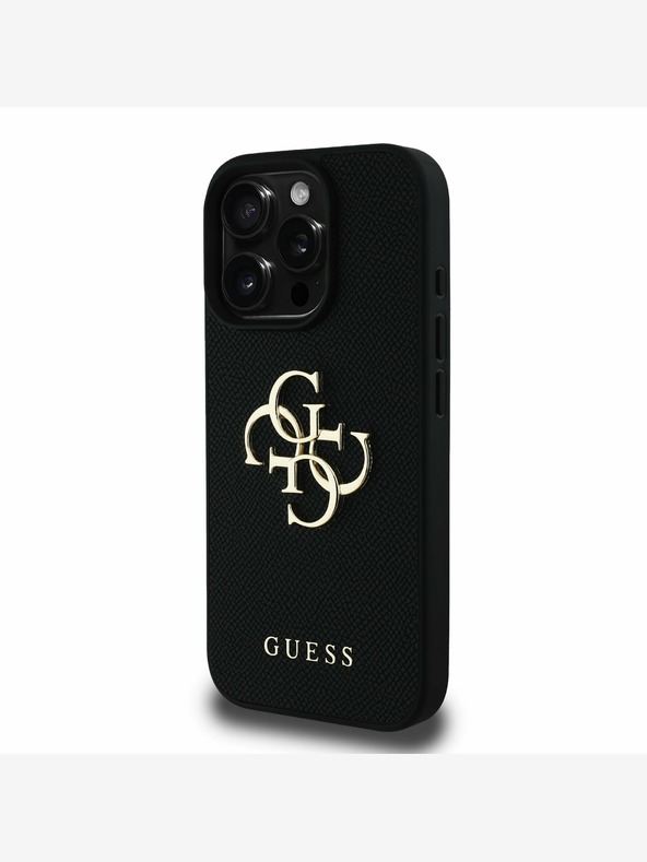 Guess Guess PU Grained 4G Metal Logo Back Cover za iPhone 16 Pro Max Black