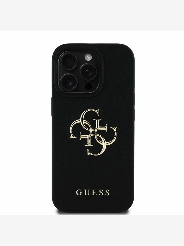 Guess Guess PU Grained 4G Metal Logo Back Cover za iPhone 16 Pro Max Black