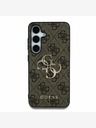 Guess Guess PU 4G kovinski logotip hrbtni ovitek za Samsung Galaxy S25+ rjave barve