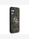 Guess Guess PU 4G kovinski logotip hrbtni ovitek za Samsung Galaxy S25+ rjave barve