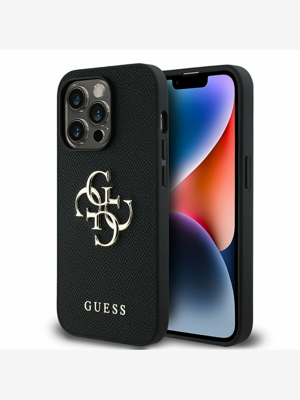 Guess Guess PU Grained 4G Metal Logo Back Cover za iPhone 14 Pro Black