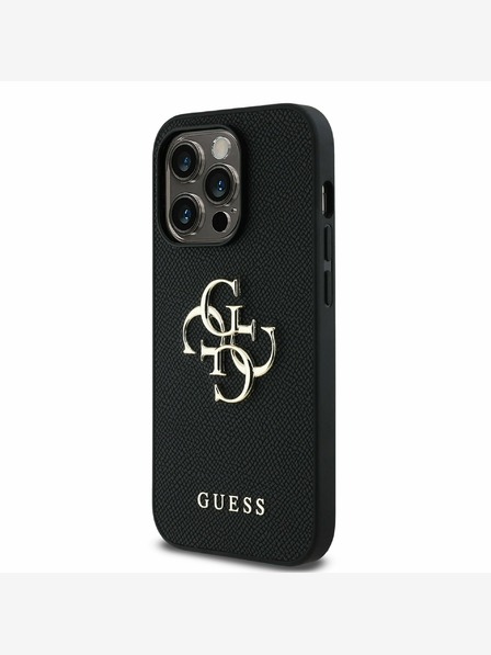 Guess Guess PU Grained 4G Metal Logo Back Cover za iPhone 14 Pro Black