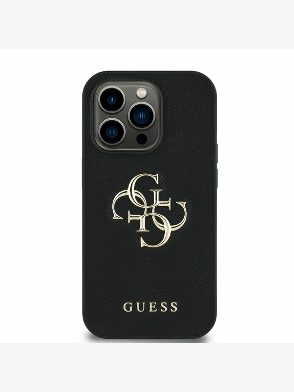 Guess Guess PU Grained 4G Metal Logo Back Cover za iPhone 14 Pro Black