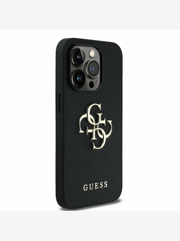 Guess Guess PU Grained 4G Metal Logo Back Cover za iPhone 14 Pro Black