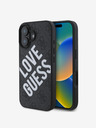 Guess Guess PU usnje 4G Big Love Logo MagSafe hrbtni ovitek za iPhone 16 črn