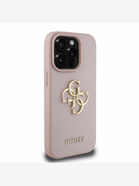 Guess Guess PU Grained 4G Metal Logo Back Cover za iPhone 15 Pro Max Pink