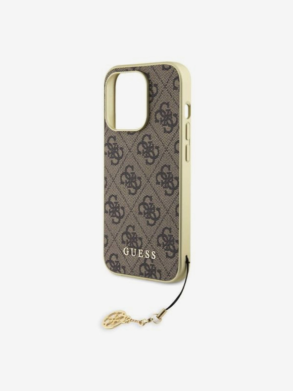 Guess Guess 4G Charm hrbtni ovitek za iPhone 15 Pro Brown
