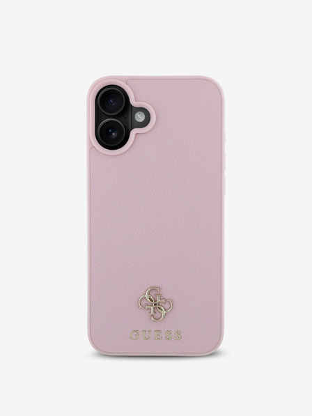 Guess Guess PU PU Grained 4G Small Metal Logo MagSafe hrbtni ovitek za iPhone 16 Plus Pink