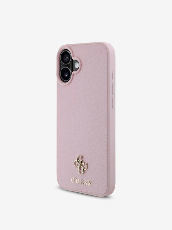 Guess Guess PU PU Grained 4G Small Metal Logo MagSafe hrbtni ovitek za iPhone 16 Plus Pink
