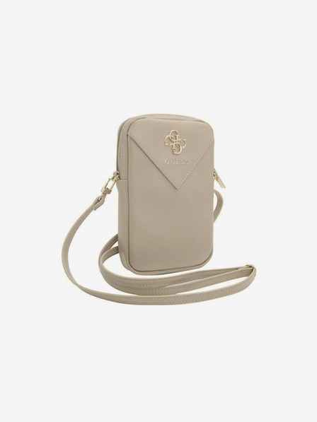 Guess Guess PU zrnata kovinska torbica z logotipom 4G in zadrgo zlata