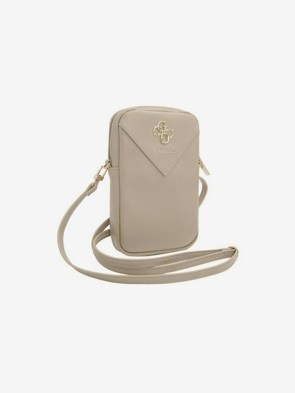 Guess Guess PU zrnata kovinska torbica z logotipom 4G in zadrgo zlata