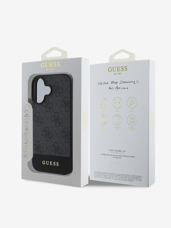 Guess Guess PU 4G Stripe Back Cover za iPhone 16 Grey