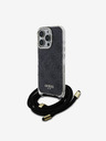 Guess Guess IML 4G hrbtni ovitek s potiskanim pasom za križ za iPhone 16 Pro črn