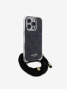 Guess Guess IML 4G hrbtni ovitek s potiskanim pasom za križ za iPhone 16 Pro črn