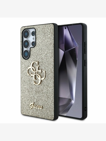 Guess Guess PU fiksni kovinski logotip 4G z bleščicami za Samsung Galaxy S25 Ultra Gold