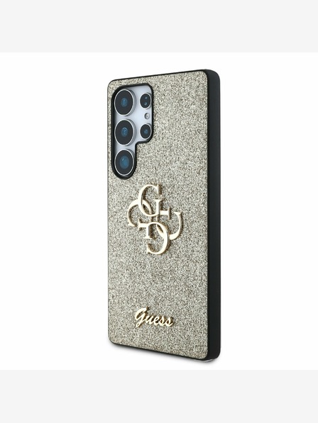Guess Guess PU fiksni kovinski logotip 4G z bleščicami za Samsung Galaxy S25 Ultra Gold