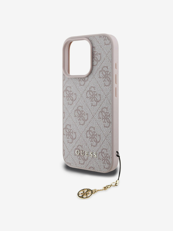 Guess Guess hrbtni ovitek 4G Charm za iPhone 16 Pro Max Tone on Tone Pink