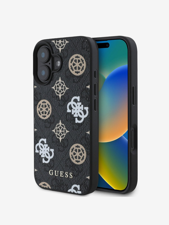 Guess Guess PU 4G Peony MagSafe hrbtni ovitek za iPhone 16 Black