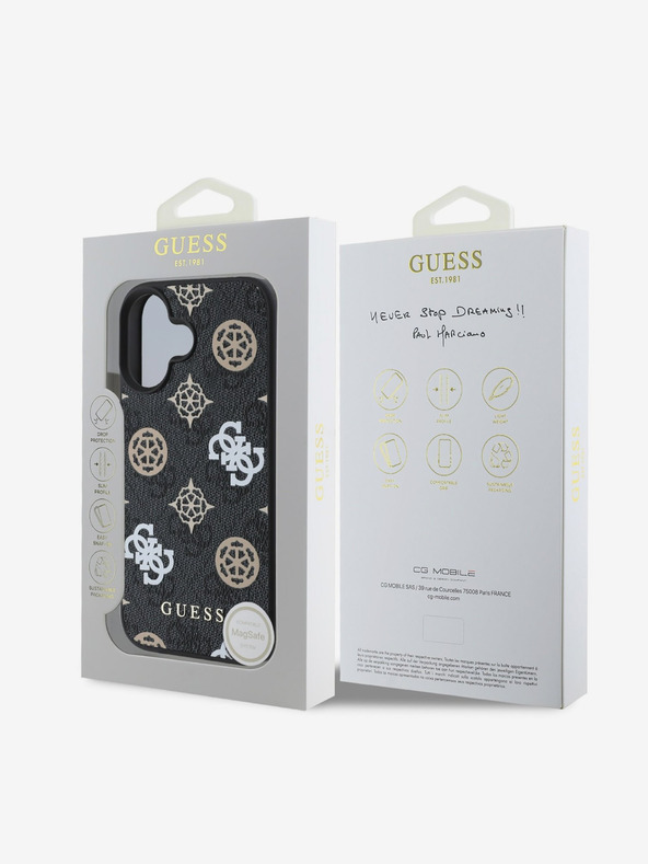 Guess Guess PU 4G Peony MagSafe hrbtni ovitek za iPhone 16 Black