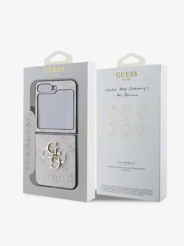 Guess PU 4G Metal Logo Zadní Kryt pro Samsung Galaxy Z Flip 6 Pink Ovitek za telefon