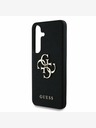 Guess Guess PU zrnat kovinski zadnji ovitek z logotipom 4G za Samsung Galaxy S25 Black