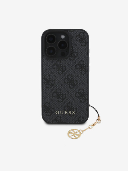 Guess Guess 4G hrbtni ovitek z očarljivostjo za iPhone 16 Pro Tone on Tone Grey