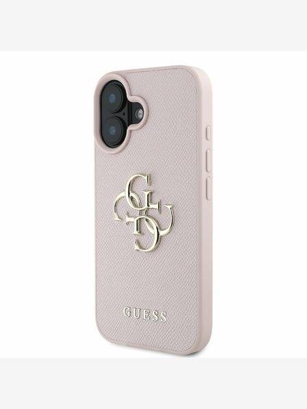 Guess Guess PU Grained 4G Metal Logo Back Cover za iPhone 16 Pink