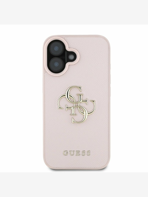 Guess Guess PU Grained 4G Metal Logo Back Cover za iPhone 16 Pink
