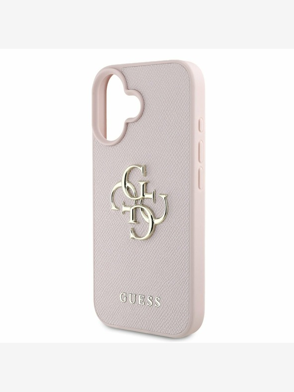 Guess Guess PU Grained 4G Metal Logo Back Cover za iPhone 16 Pink