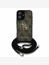 Guess Guess PU 4G Kovinski logotip s pasom za križ za iPhone 16 Rjava