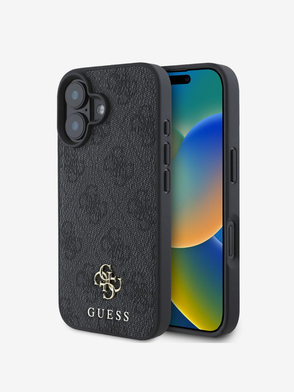 Guess Guess PU 4G Small Metal Logo MagSafe hrbtni ovitek za iPhone 16 Grey