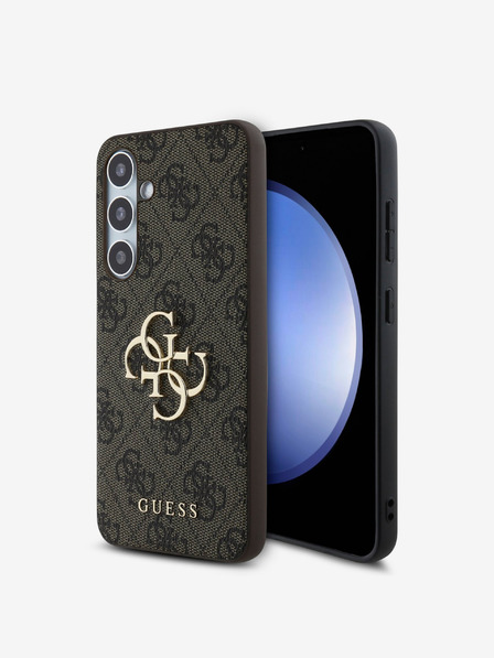 Guess Guess PU 4G kovinski zadnji ovitek z logotipom za Samsung Galaxy S24 FE rjave barve