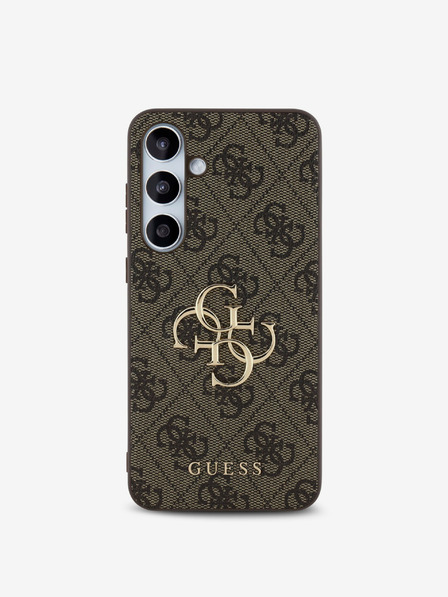 Guess Guess PU 4G kovinski zadnji ovitek z logotipom za Samsung Galaxy S24 FE rjave barve