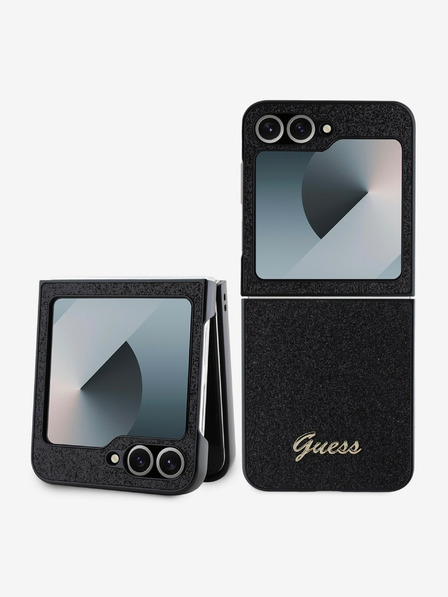 Guess Guess PC/TPU kovinski logotip z bleščicami za Samsung Galaxy Z Flip 6 Black