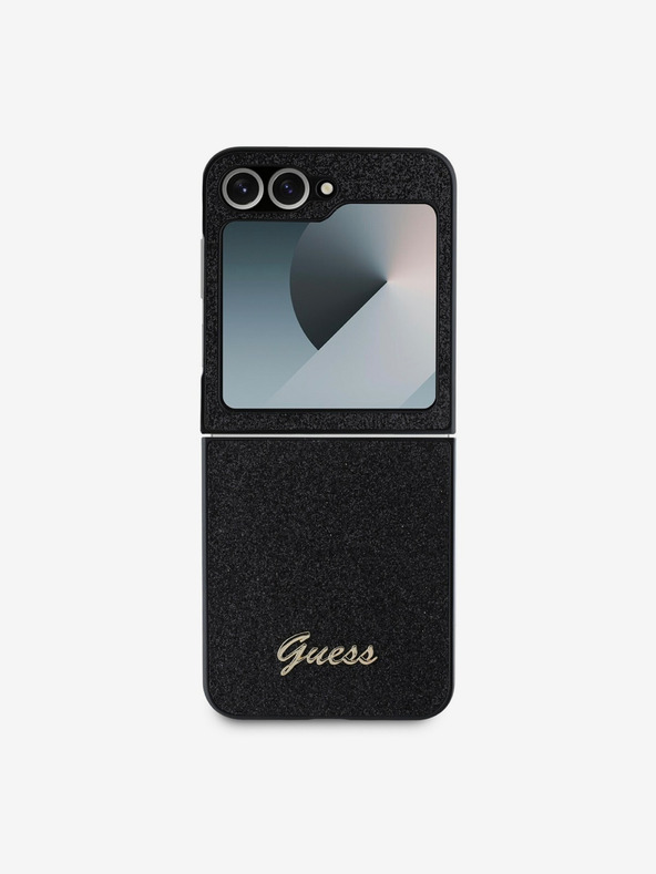 Guess Guess PC/TPU kovinski logotip z bleščicami za Samsung Galaxy Z Flip 6 Black